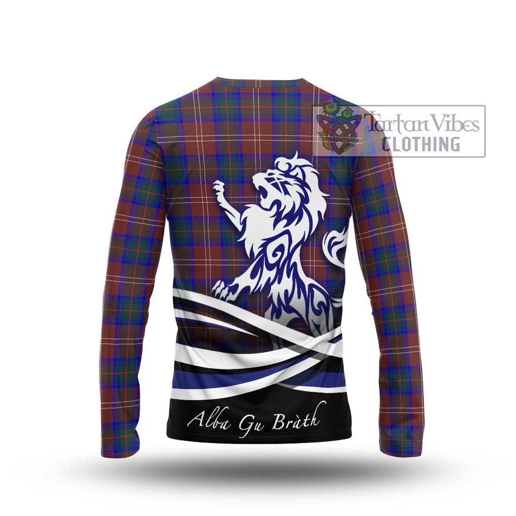 Chisholm Hunting Modern Tartan Long Sleeve T-Shirt with Alba Gu Brath Regal Lion Emblem - Tartanvibesclothing Shop