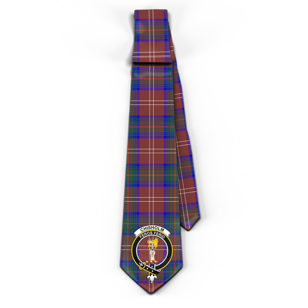 Chisholm Hunting Modern Tartan Classic Necktie with Family Crest - Tartan Vibes Clothing