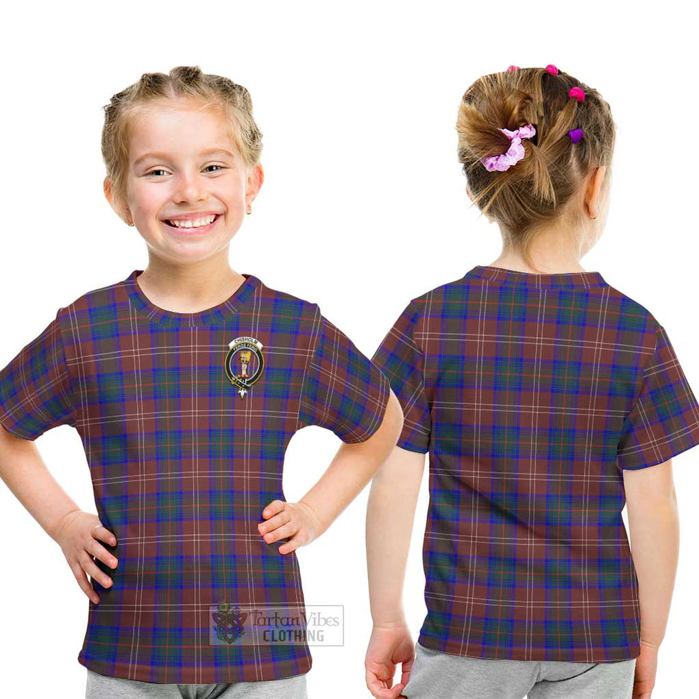 Chisholm Hunting Modern Tartan Kid T-Shirt with Family Crest - Tartanvibesclothing Shop