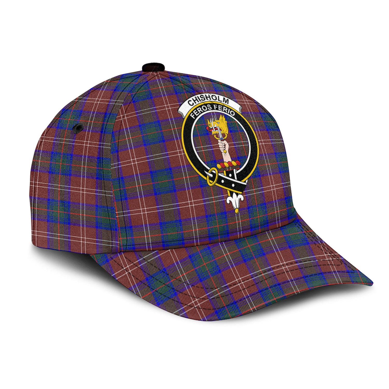 Chisholm Hunting Modern Tartan Classic Cap with Family Crest - Tartan Vibes Clothing