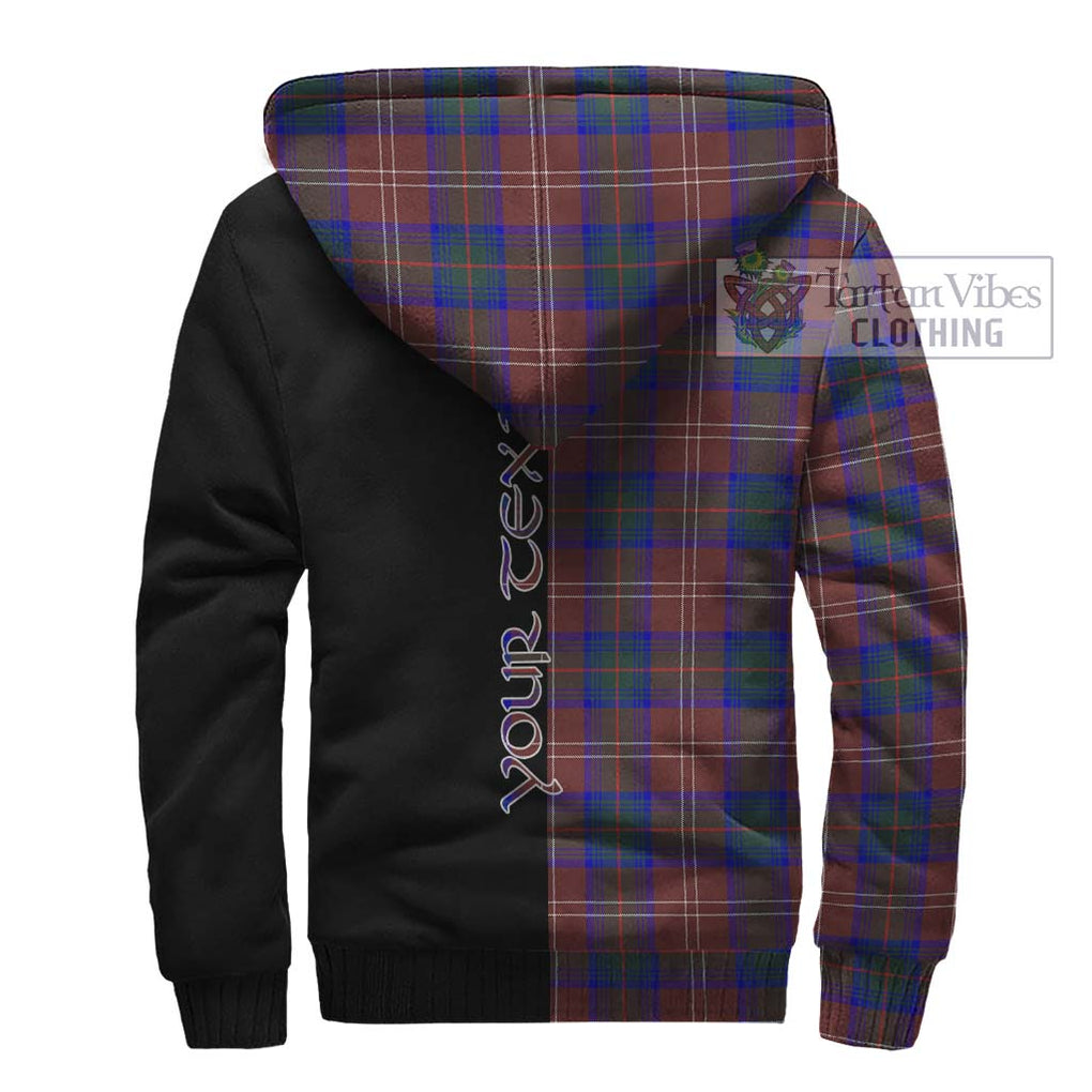 Chisholm Hunting Modern Tartan Sherpa Hoodie with Family Crest and Half Of Me Style - Tartanvibesclothing Shop