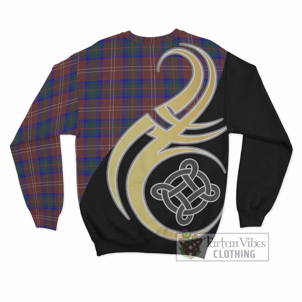 Chisholm Hunting Modern Tartan Sweatshirt with Family Crest and Celtic Symbol Style - Tartan Vibes Clothing