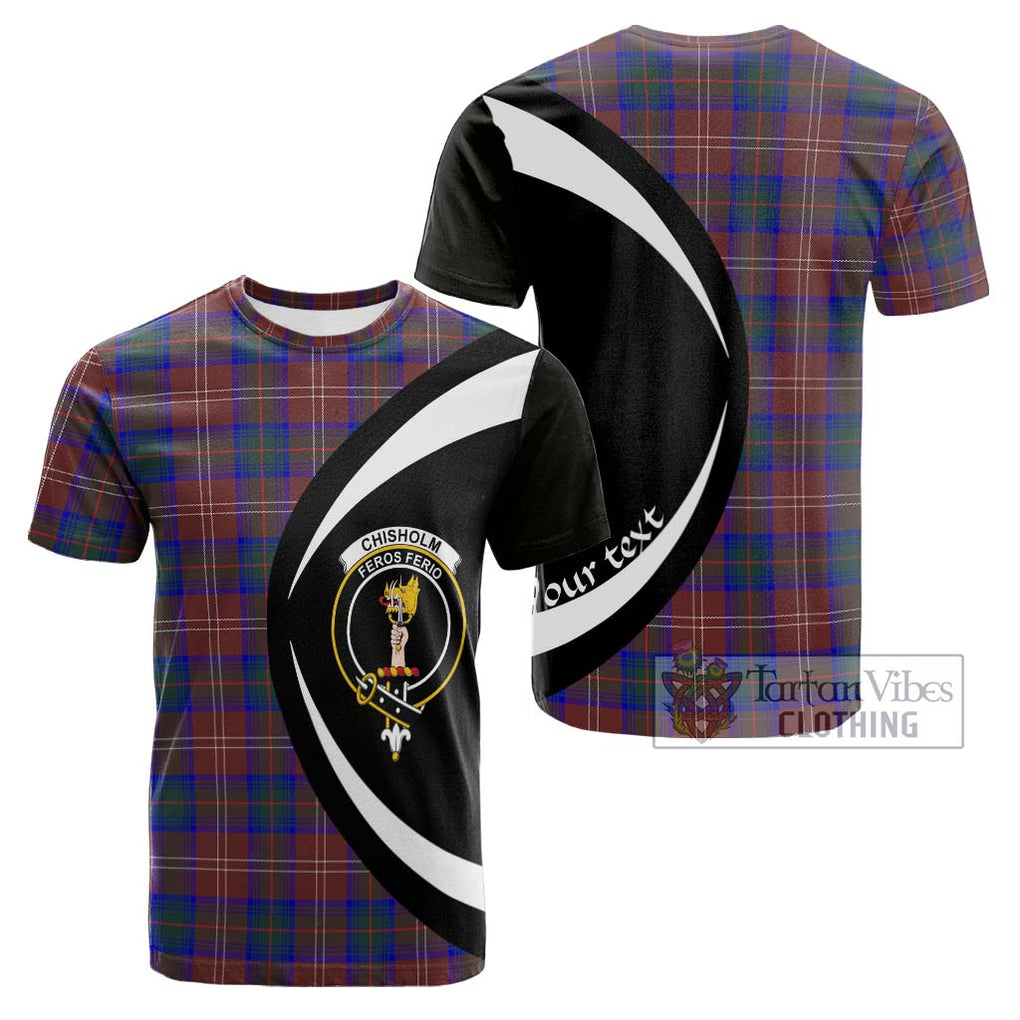 Tartan Vibes Clothing Chisholm Hunting Modern Tartan Cotton T-shirt with Family Crest Circle Style