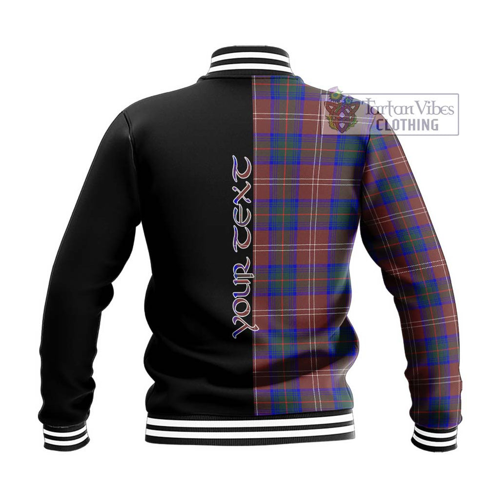 Chisholm Hunting Modern Tartan Baseball Jacket with Family Crest and Half Of Me Style - Tartanvibesclothing Shop