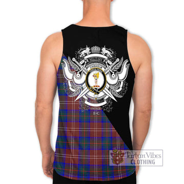 Chisholm Hunting Modern Tartan Men's Tank Top with Family Crest and Military Logo Style