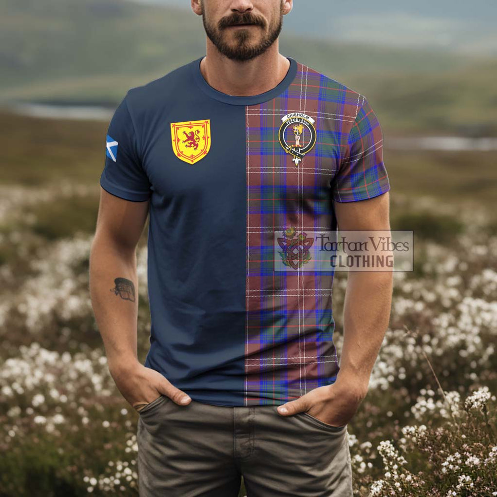 Tartan Vibes Clothing Chisholm Hunting Modern Tartan T-Shirt Alba with Scottish Lion Royal Arm Half Style