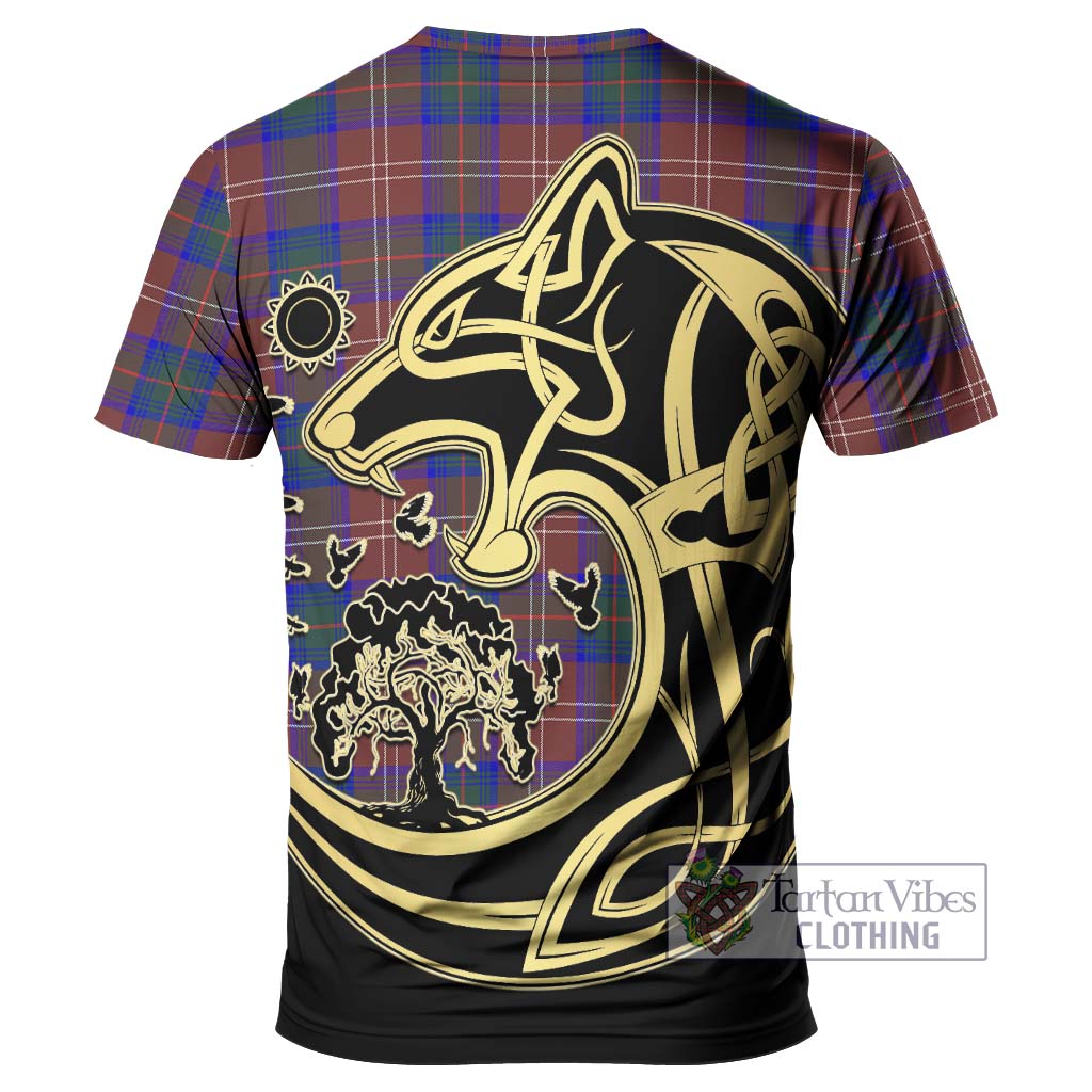 Chisholm Hunting Modern Tartan T-Shirt with Family Crest Celtic Wolf Style - Tartan Vibes Clothing