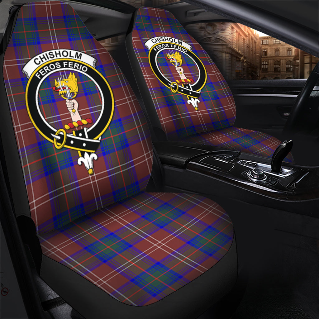 Chisholm Hunting Modern Tartan Car Seat Cover with Family Crest - Tartanvibesclothing