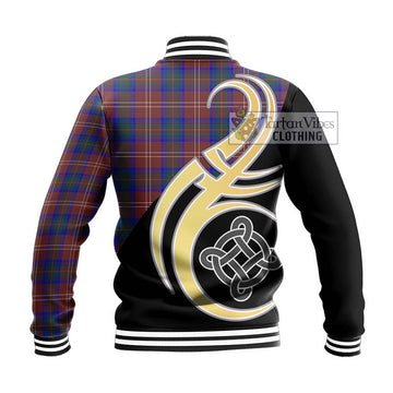 Chisholm Hunting Modern Tartan Baseball Jacket with Family Crest and Celtic Symbol Style