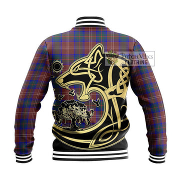 Chisholm Hunting Modern Tartan Baseball Jacket with Family Crest Celtic Wolf Style