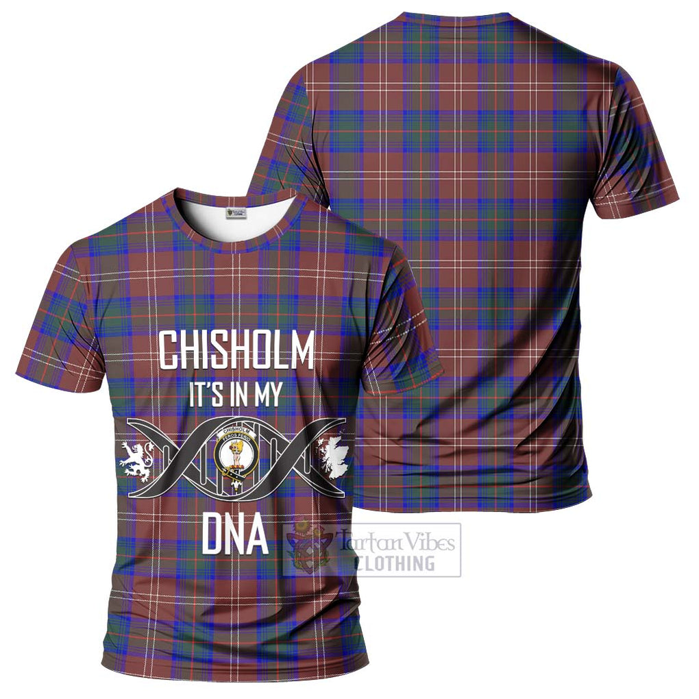 Chisholm Hunting Modern Tartan T-Shirt with Family Crest DNA In Me Style - Tartan Vibes Clothing