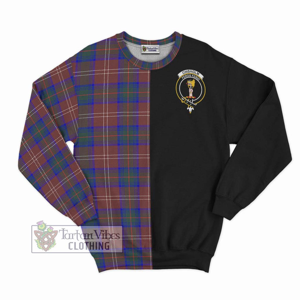 Chisholm Hunting Modern Tartan Sweatshirt with Family Crest and Half Of Me Style - Tartanvibesclothing Shop