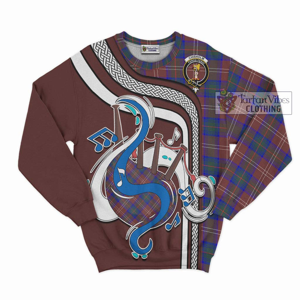 Chisholm Hunting Modern Tartan Sweatshirt with Epic Bagpipe Style - Tartanvibesclothing Shop