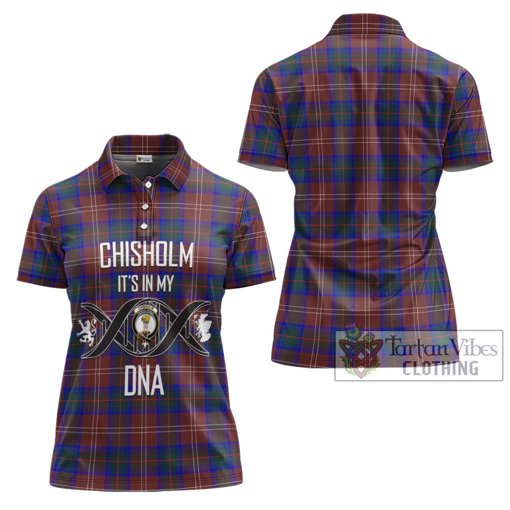 Chisholm Hunting Modern Tartan Women's Polo Shirt with Family Crest DNA In Me Style - Tartanvibesclothing Shop