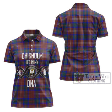 Chisholm Hunting Modern Tartan Women's Polo Shirt with Family Crest DNA In Me Style