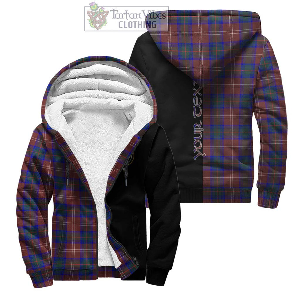 Chisholm Hunting Modern Tartan Sherpa Hoodie with Family Crest and Half Of Me Style Unisex - Tartanvibesclothing Shop