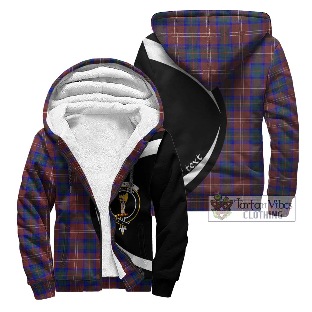 Chisholm Hunting Modern Tartan Sherpa Hoodie with Family Crest Circle Style Unisex - Tartan Vibes Clothing