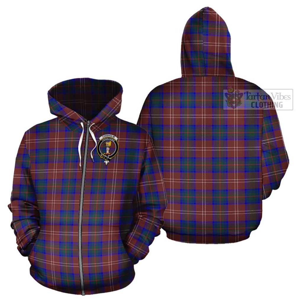 Chisholm Hunting Modern Tartan Cotton Hoodie with Family Crest Zip Hoodie - Tartan Vibes Clothing