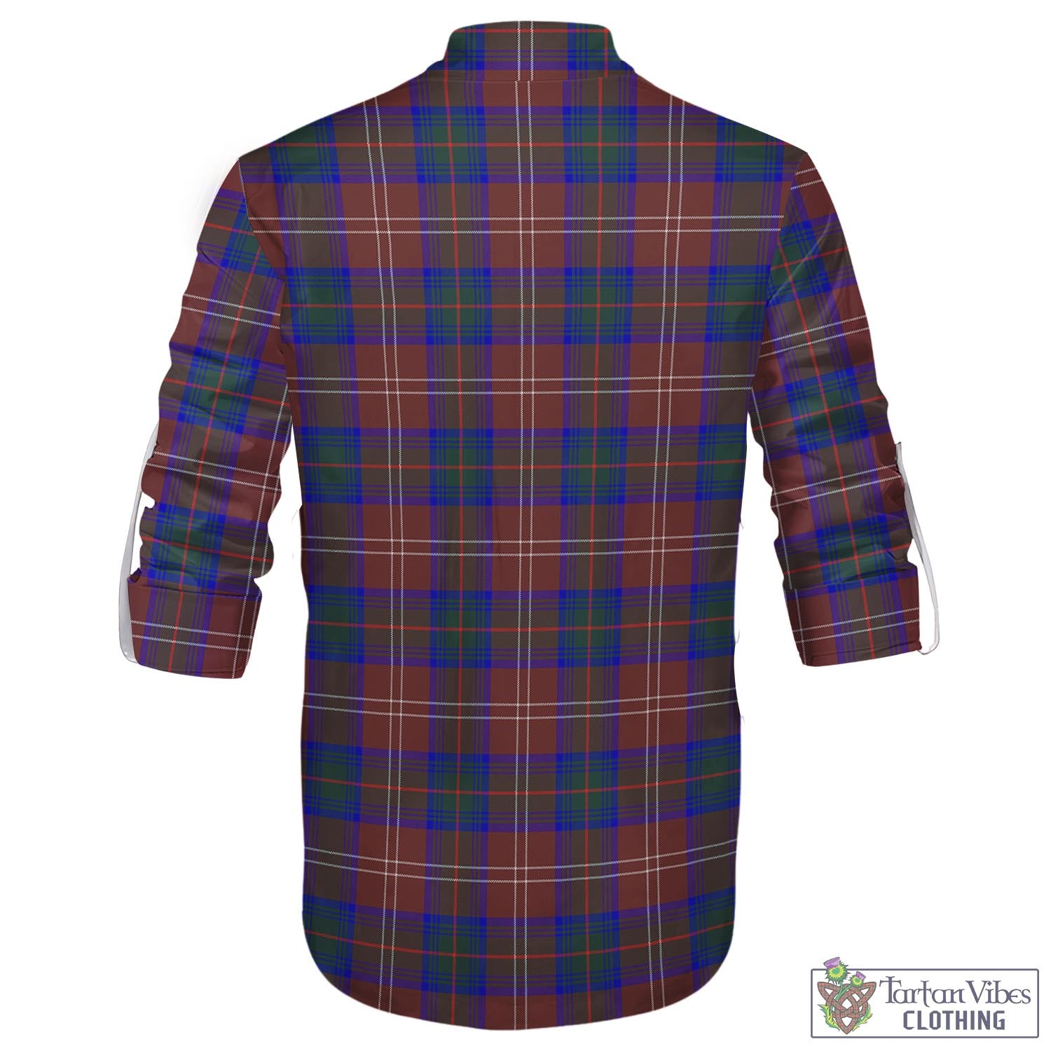 Tartan Vibes Clothing Chisholm Hunting Modern Tartan Men's Scottish Traditional Jacobite Ghillie Kilt Shirt with Family Crest