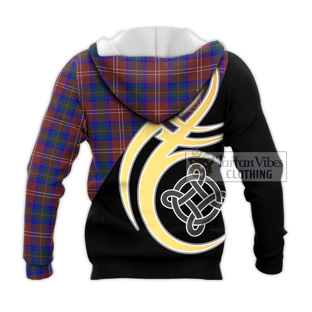 Chisholm Hunting Modern Tartan Knitted Hoodie with Family Crest and Celtic Symbol Style - Tartan Vibes Clothing