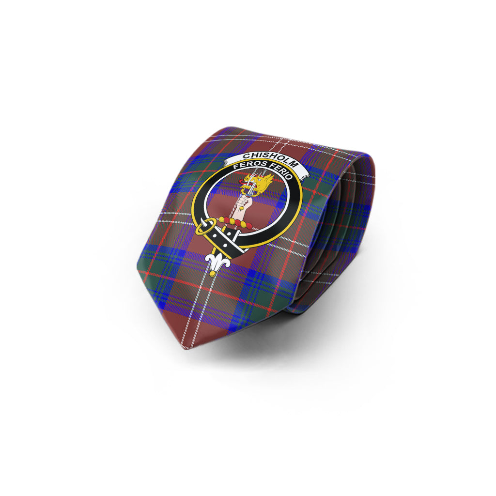 Chisholm Hunting Modern Tartan Classic Necktie with Family Crest - Tartan Vibes Clothing