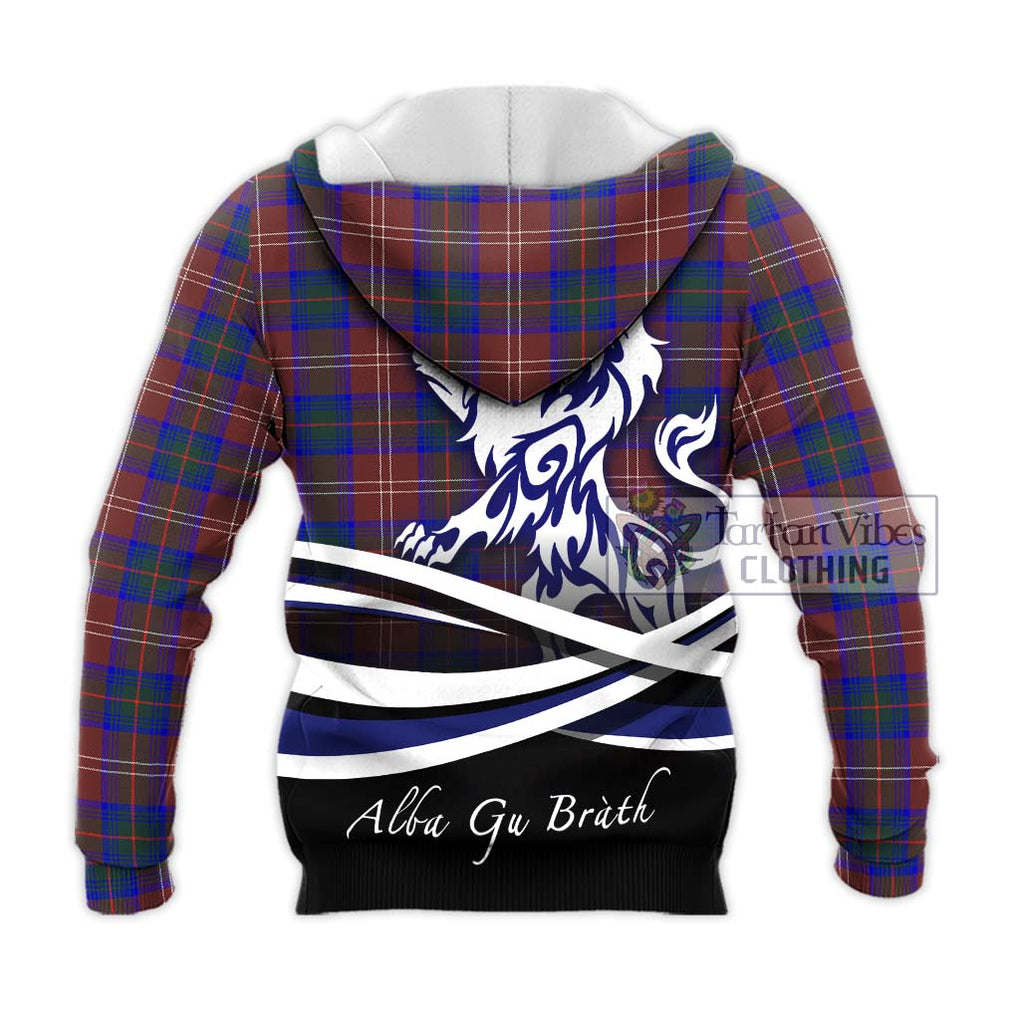 Chisholm Hunting Modern Tartan Knitted Hoodie with Alba Gu Brath Regal Lion Emblem - Tartanvibesclothing Shop