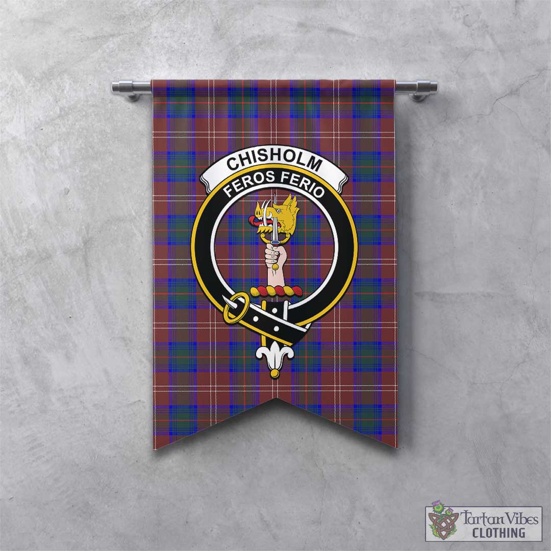 Tartan Vibes Clothing Chisholm Hunting Modern Tartan Gonfalon, Tartan Banner with Family Crest