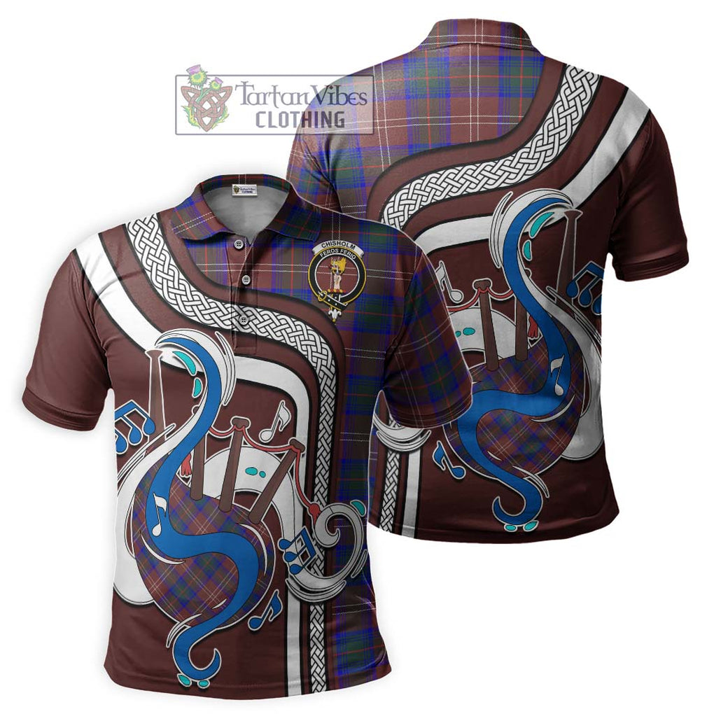 Tartan Vibes Clothing Chisholm Hunting Modern Tartan Polo Shirt with Epic Bagpipe Style