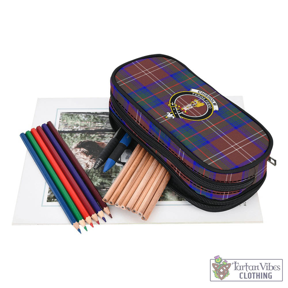 Tartan Vibes Clothing Chisholm Hunting Modern Tartan Pen and Pencil Case with Family Crest