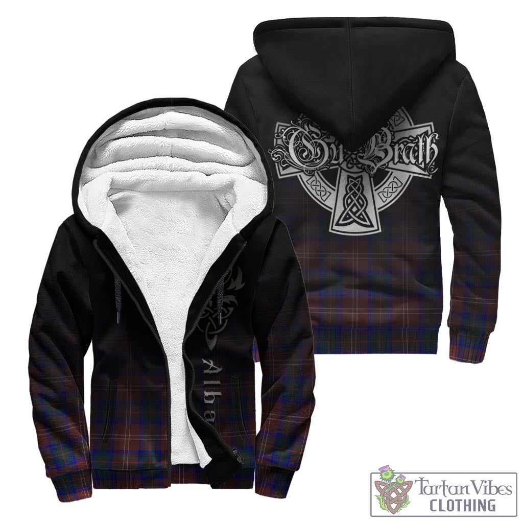 Tartan Vibes Clothing Chisholm Hunting Modern Tartan Sherpa Hoodie Featuring Alba Gu Brath Family Crest Celtic Inspired