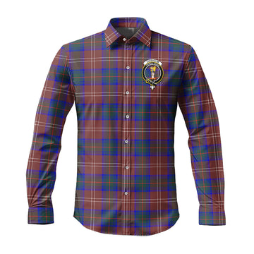 Chisholm Hunting Modern Tartan Long Sleeve Button Up Shirt with Family Crest