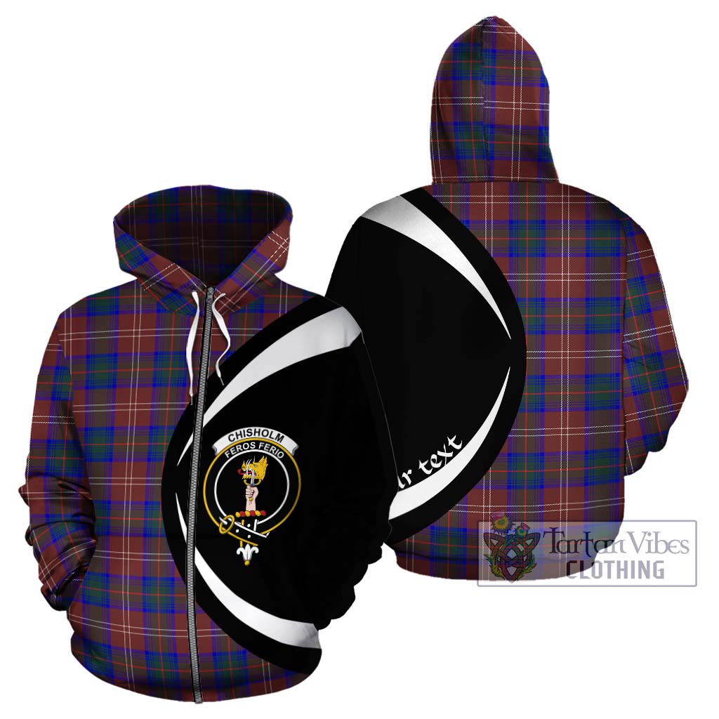 Tartan Vibes Clothing Chisholm Hunting Modern Tartan Hoodie with Family Crest Circle Style