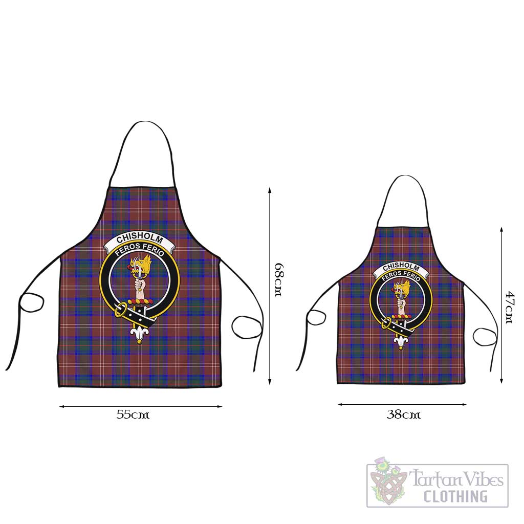 Chisholm Hunting Modern Tartan Apron with Family Crest Black L 55x68 cm - Tartan Vibes Clothing