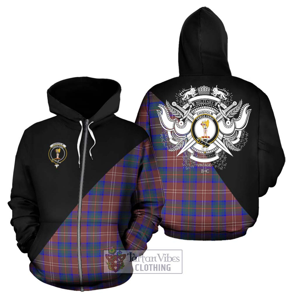 Chisholm Hunting Modern Tartan Hoodie with Family Crest and Military Logo Style - Tartanvibesclothing Shop