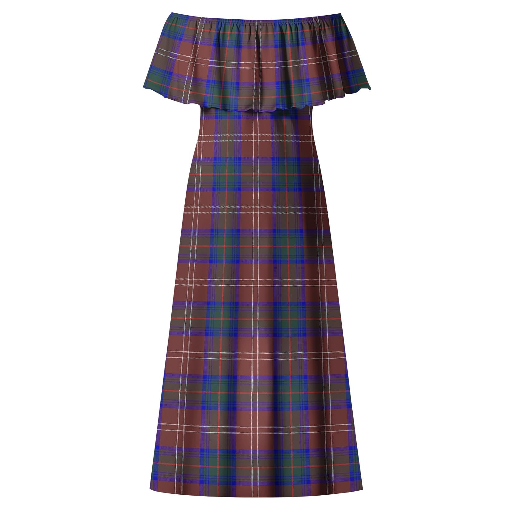 Chisholm Hunting Modern Tartan Off Shoulder Long Dress - Tartanvibesclothing