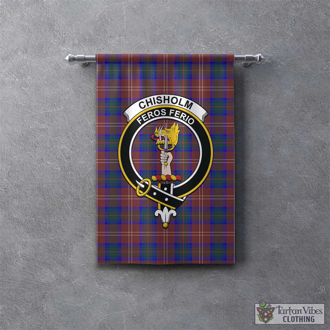 Tartan Vibes Clothing Chisholm Hunting Modern Tartan Gonfalon, Tartan Banner with Family Crest