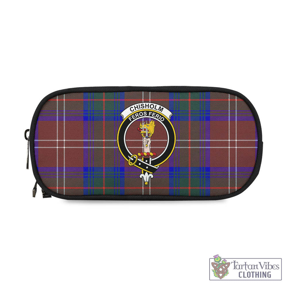 Tartan Vibes Clothing Chisholm Hunting Modern Tartan Pen and Pencil Case with Family Crest