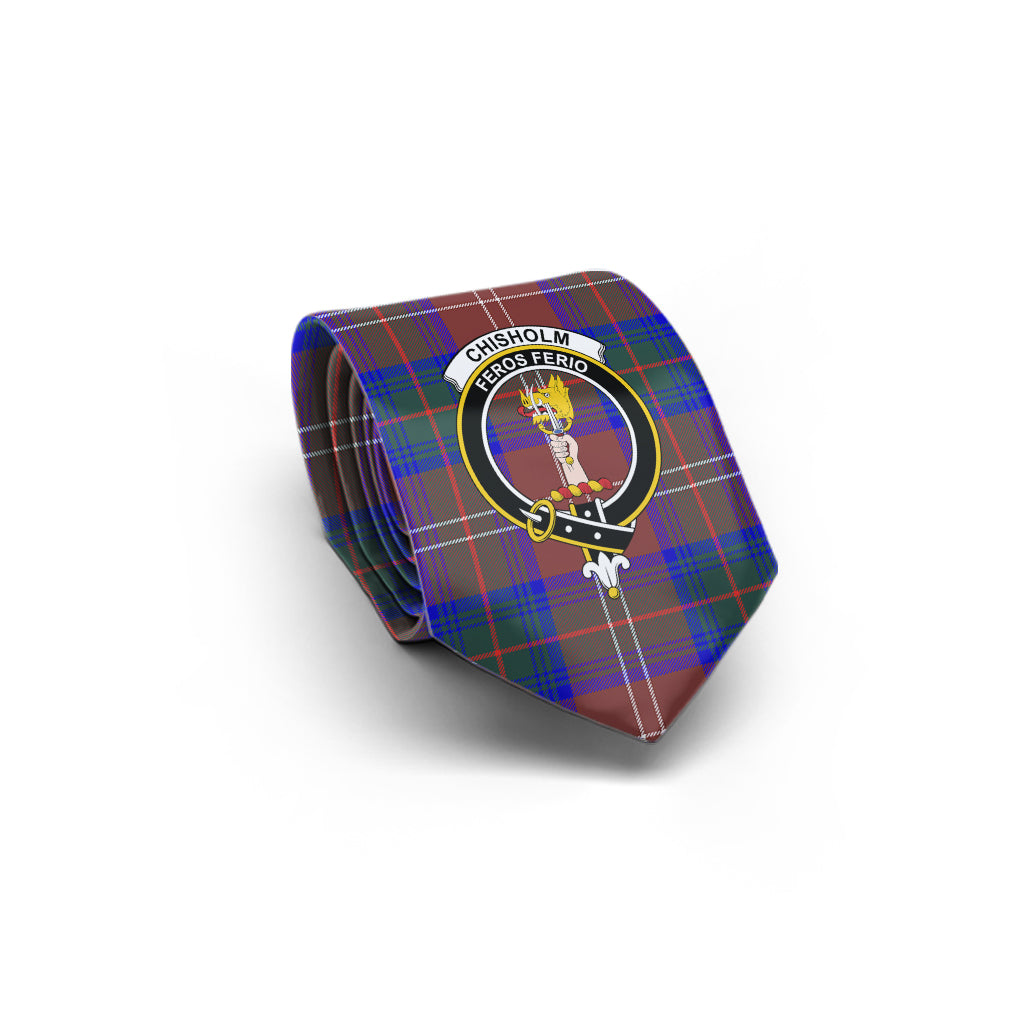 Chisholm Hunting Modern Tartan Classic Necktie with Family Crest - Tartan Vibes Clothing