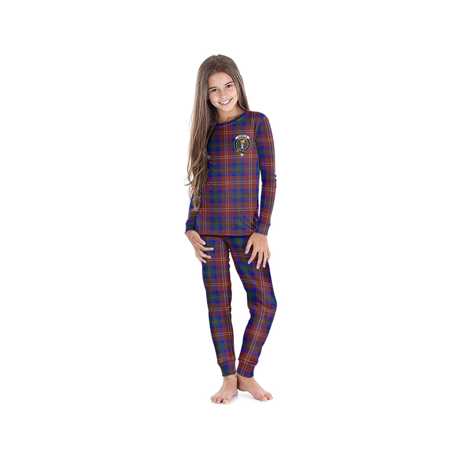 Chisholm Hunting Modern Tartan Pajamas Family Set with Family Crest - Tartan Vibes Clothing