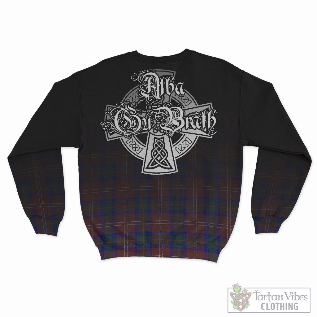 Tartan Vibes Clothing Chisholm Hunting Modern Tartan Sweatshirt Featuring Alba Gu Brath Family Crest Celtic Inspired