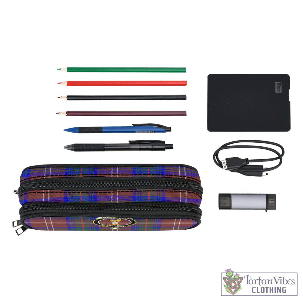 Tartan Vibes Clothing Chisholm Hunting Modern Tartan Pen and Pencil Case with Family Crest