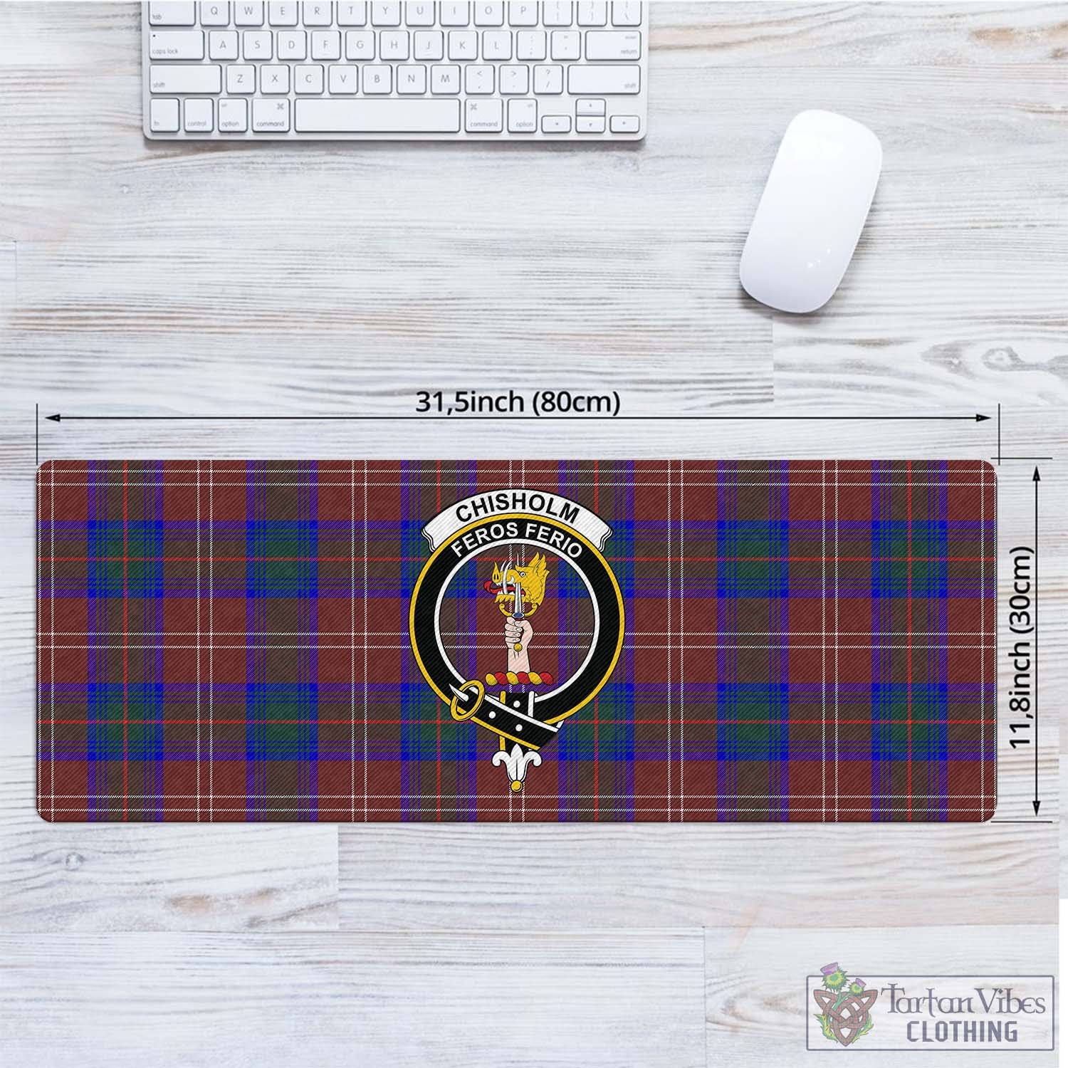 Tartan Vibes Clothing Chisholm Hunting Modern Tartan Mouse Pad with Family Crest