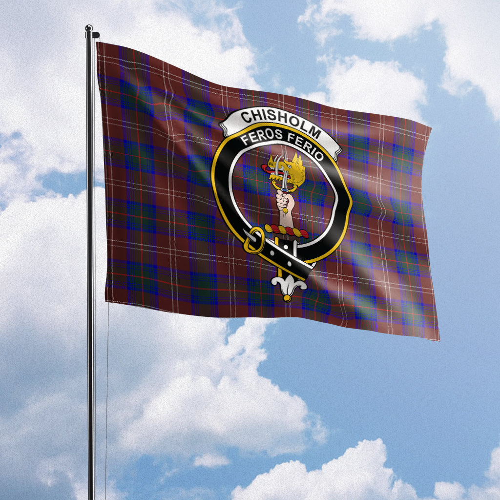 Chisholm Hunting Modern Tartan Flag with Family Crest House Flag (Horizontal) - Tartan Vibes Clothing