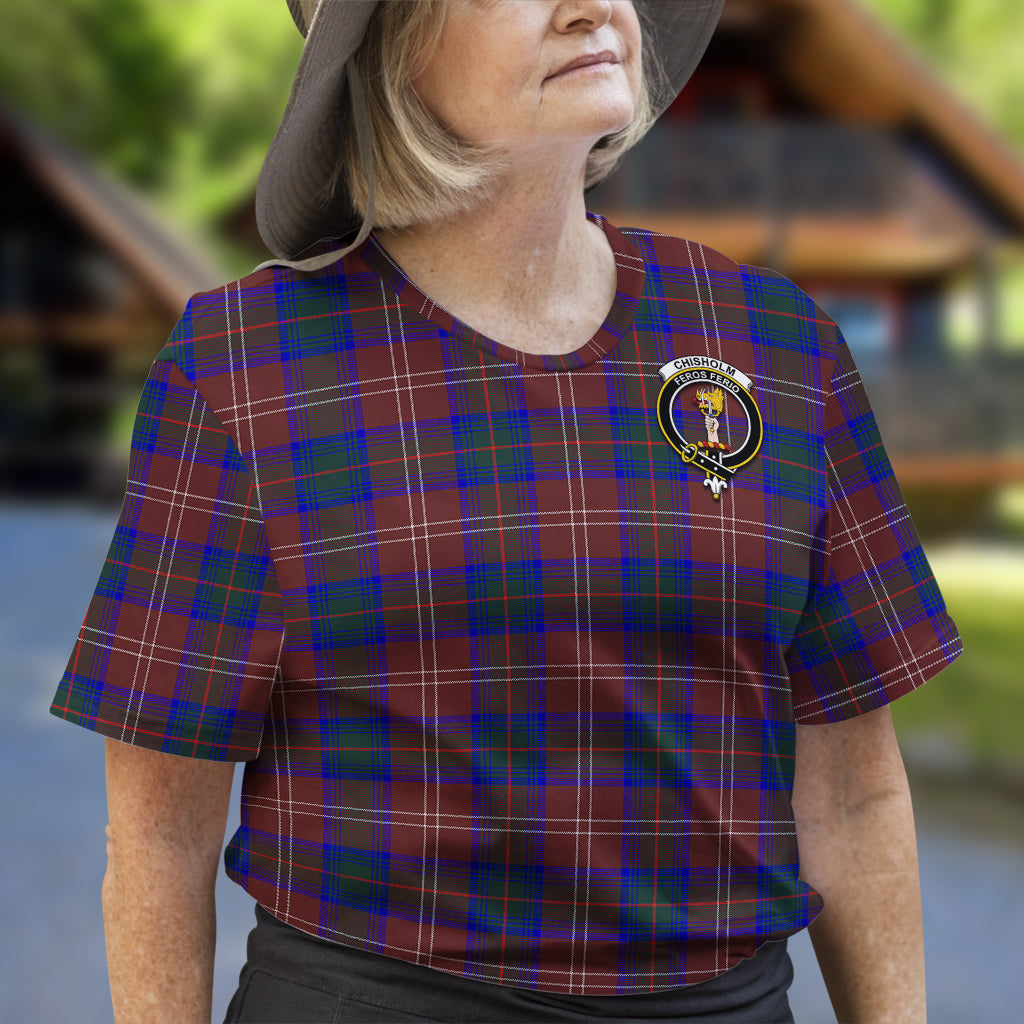 Chisholm Hunting Modern Tartan T-Shirt with Family Crest - Tartan Vibes Clothing