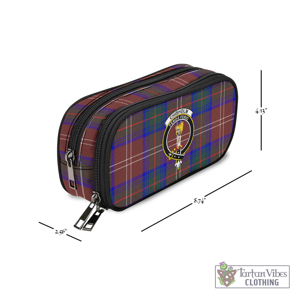 Tartan Vibes Clothing Chisholm Hunting Modern Tartan Pen and Pencil Case with Family Crest