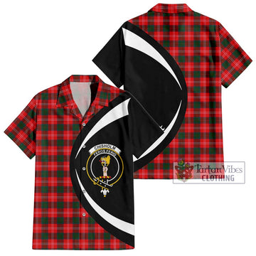 Chisholm Modern Tartan Short Sleeve Button Up with Family Crest Circle Style