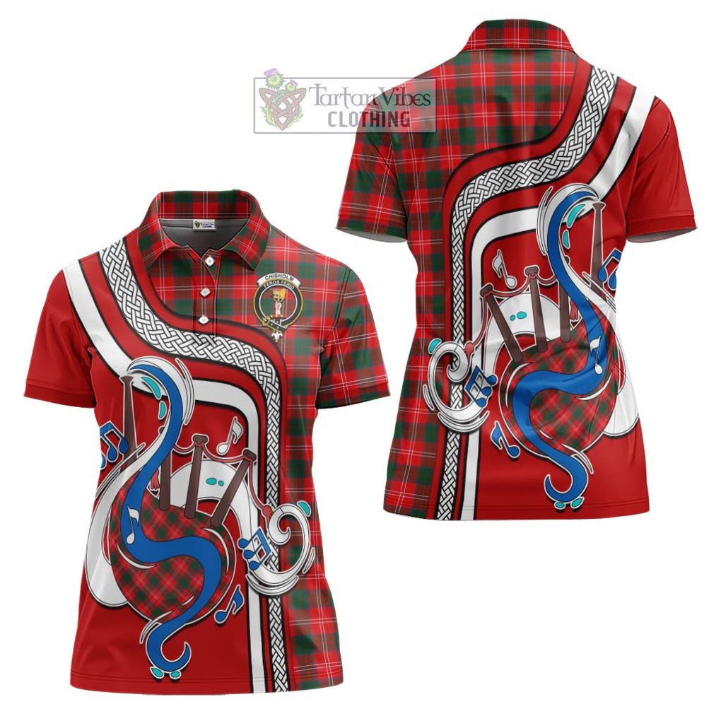 Chisholm Modern Tartan Women's Polo Shirt with Epic Bagpipe Style Women - Tartanvibesclothing Shop