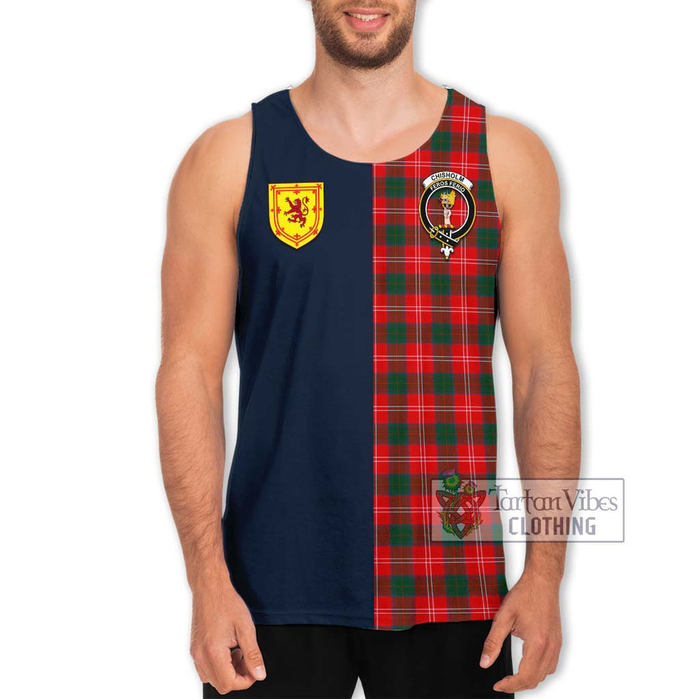 Tartan Vibes Clothing Chisholm Modern Tartan Men's Tank Top with Scottish Lion Royal Arm Half Style