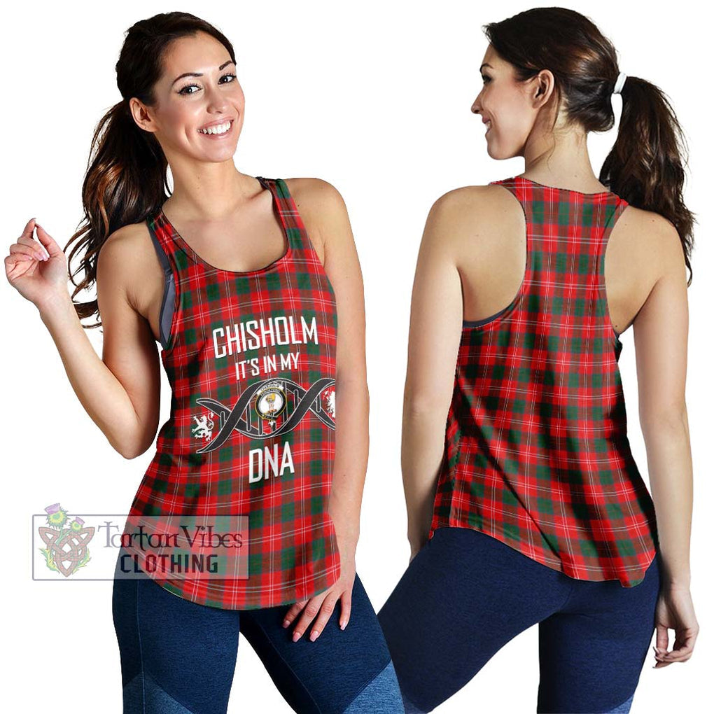 Chisholm Modern Tartan Women's Racerback Tanks with Family Crest DNA In Me Style 4XL - Tartanvibesclothing Shop