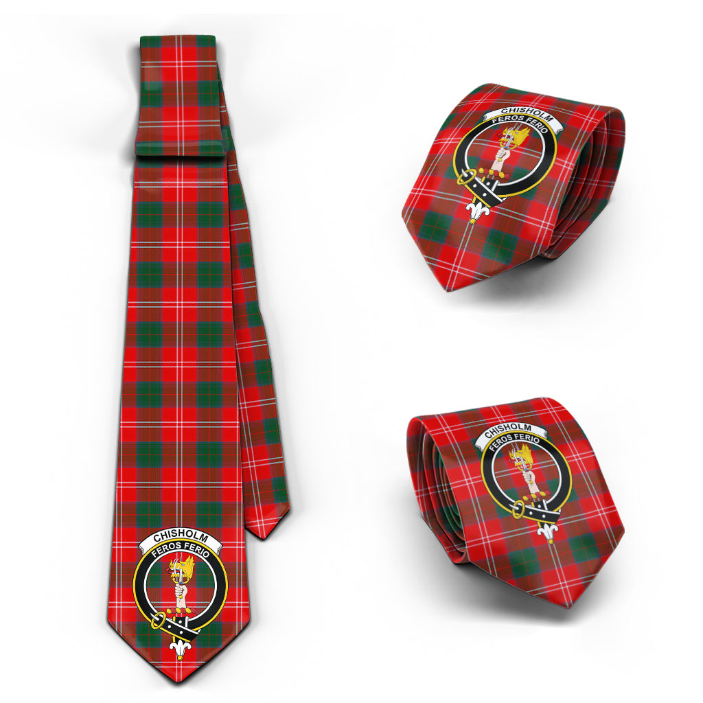 Chisholm Modern Tartan Classic Necktie with Family Crest Necktie One Size - Tartan Vibes Clothing